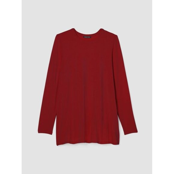 Eileen Fisher Brick-Red Knit Tunic Sweater, Size XS - Picture 1 of 5